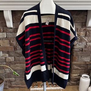 Striped Navy and Red Open Cardigan